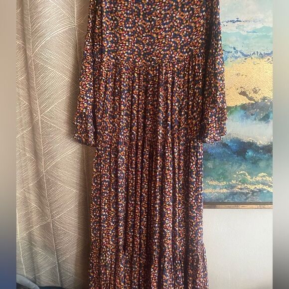 Free People Women’s Print Floral Boho Maxi Dress Multicolored Sz XS Long Sleeve - Picture 11 of 12